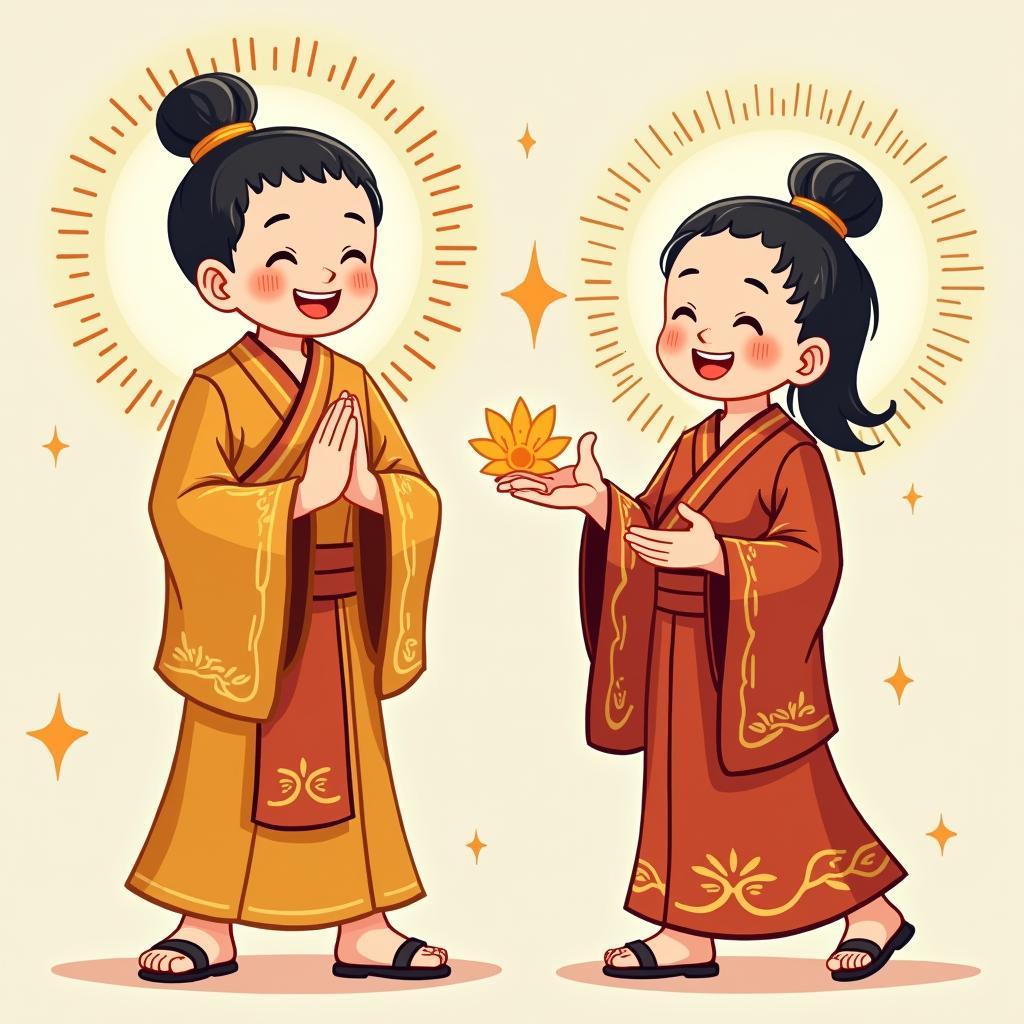 Hinh anh Than Tai Ong Dia voi net mat han hoan, mang nang luong tich cuc den khong gian tho cung